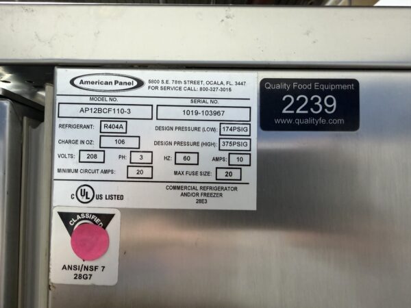 American Panel (AP12BCF110-3) 32” Reach In Blast Chiller (Refurbished w/WARRANTY) - Image 13