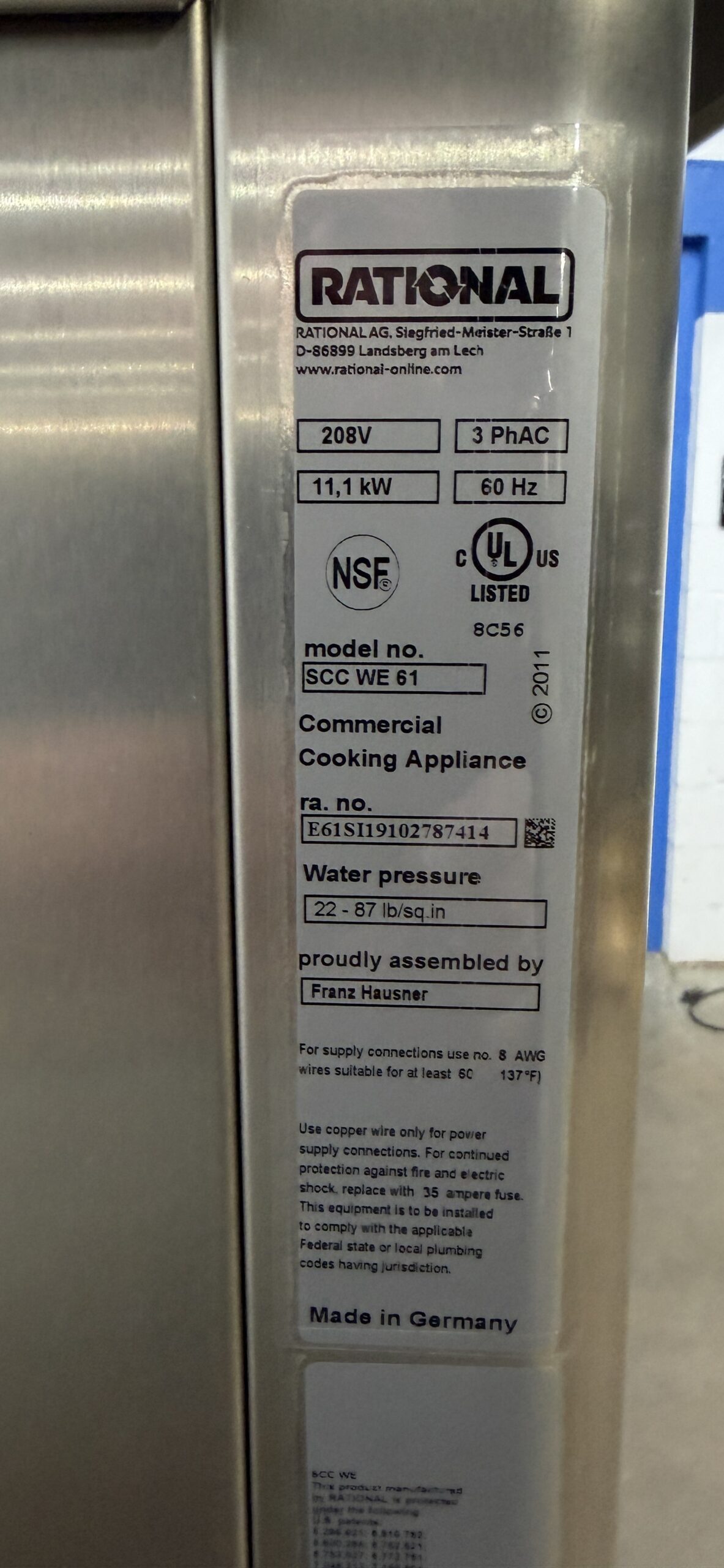 Rational 6 pan/ half size (Electric) Combi Oven w/Hood & Stand (Brand New Open Box) - Image 13