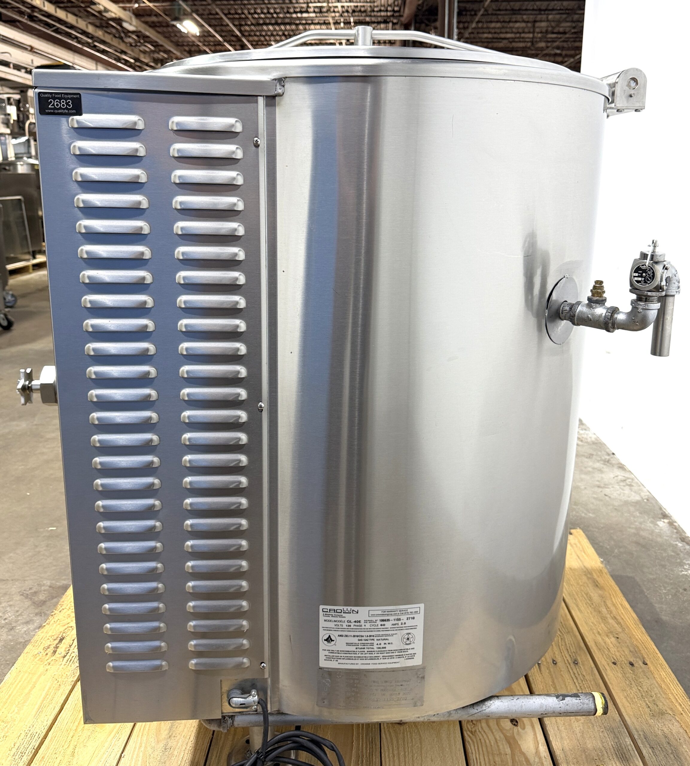 2022 Model Crown GL-40E Stationary 40 Gallon Natural Gas Kettle (NEW OPEN BOX) - Image 4