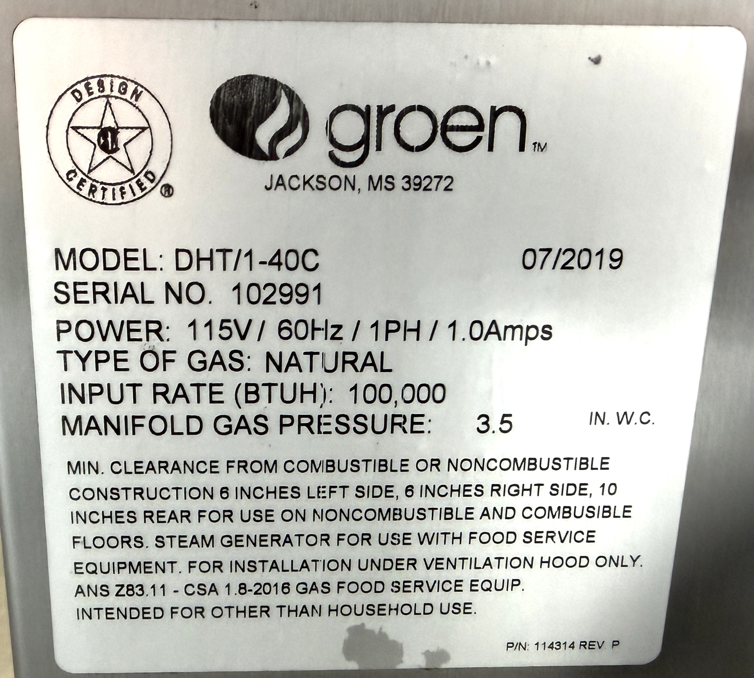 2019 Groen (DHT/1-40C) 40 Gallon, Natural Gas, Tilting Kettle (Refurbished w/WARRANTY) - Image 18