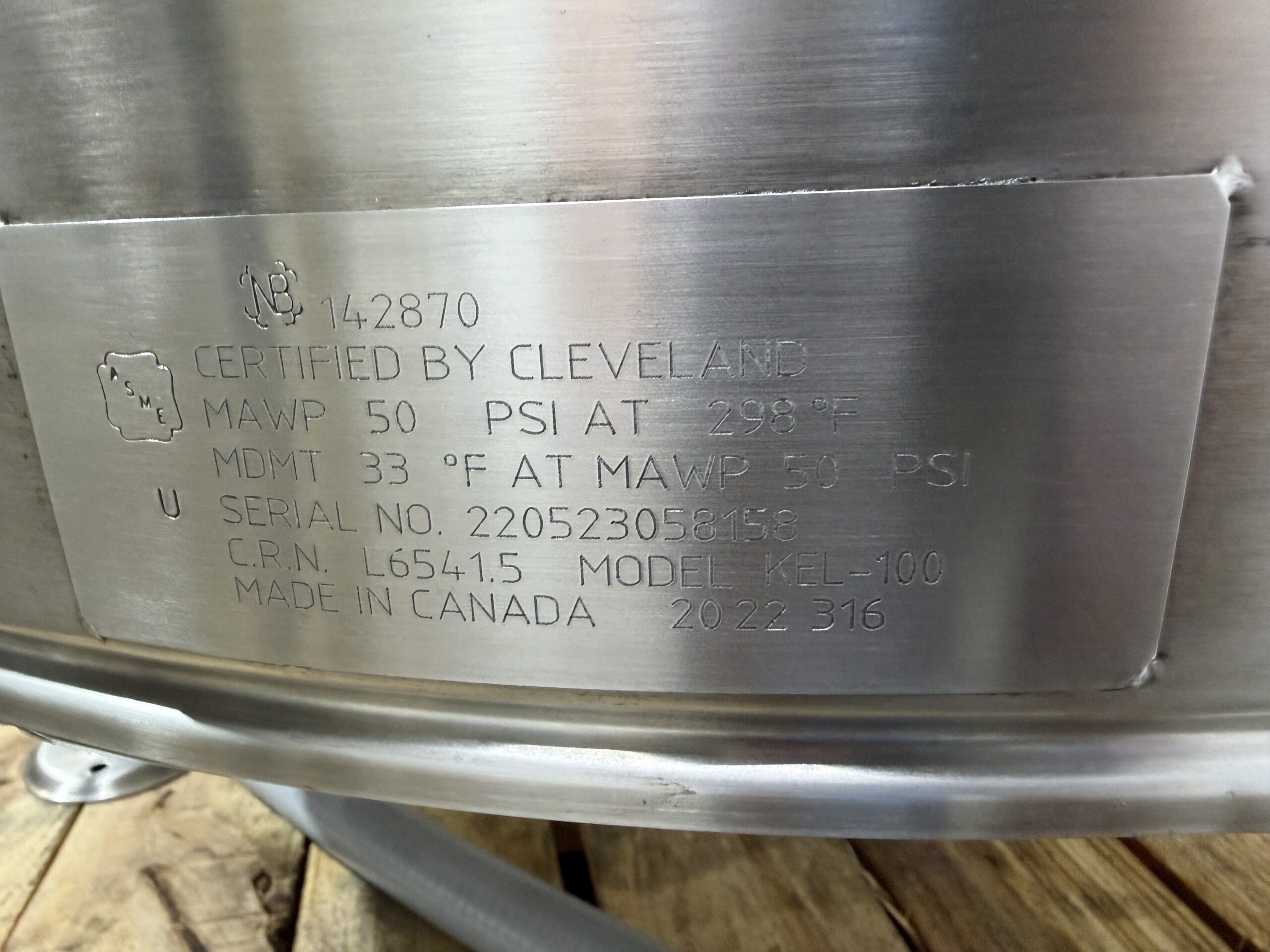 2022 Model, Cleveland KEL-100 (100) Gallon Electric, Kettle (6 Month Warranty) - Image 11