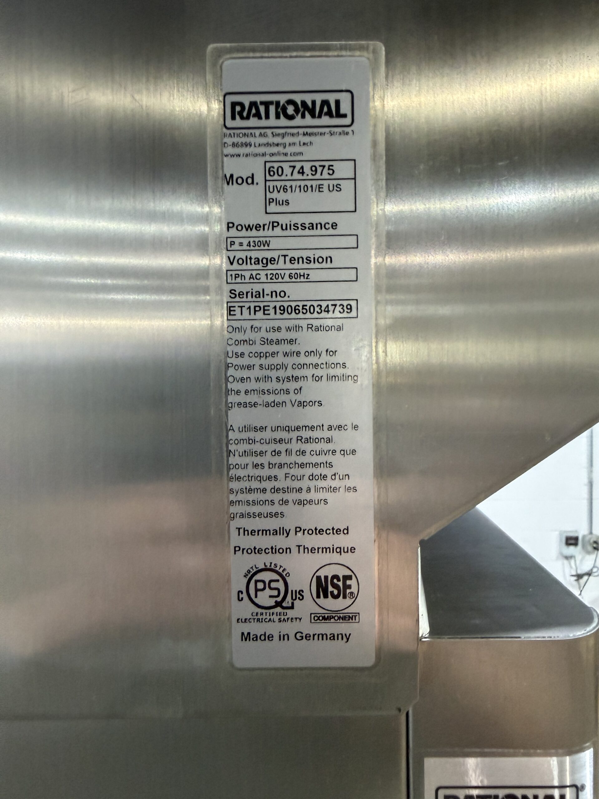 Rational 10 pan, half size, Electric, combi w/Stand & Hood (Refurb w/WARRANTY) - Image 13